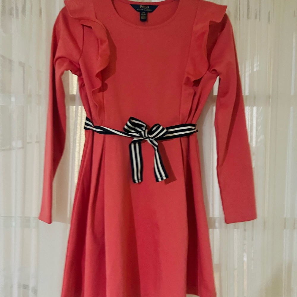 Polo Ralph Lauren Girls dress Coral Belted NWT - Picture 2 of 9